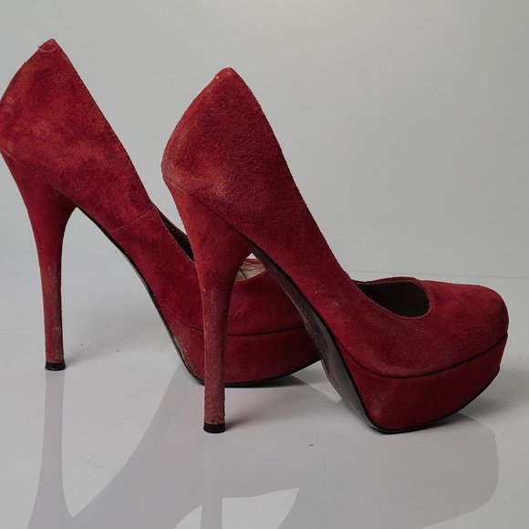 Red Leather Suede Zigi Soho Platform Heels sz 6 'S - Picture 5 of 10